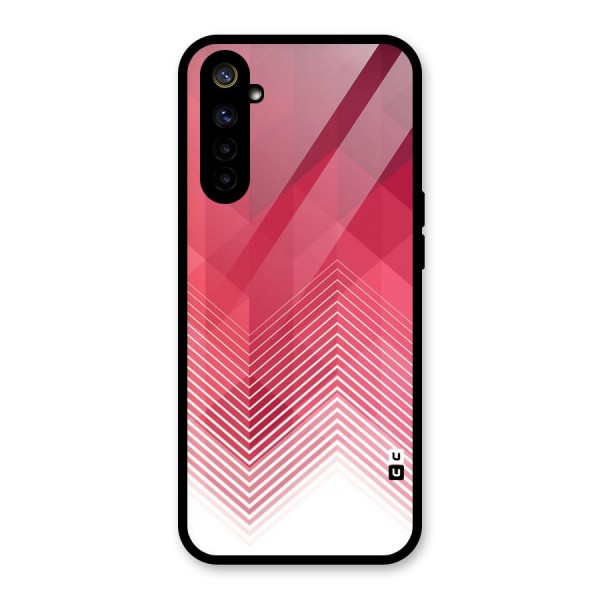 Red Chevron Abstract Glass Back Case for Realme 6