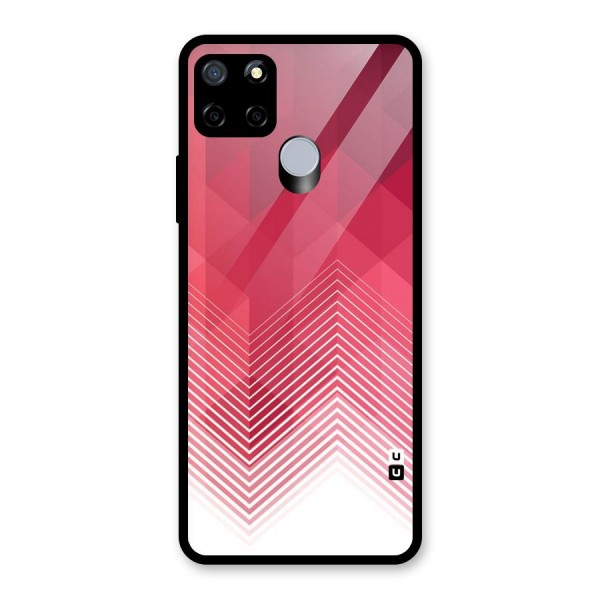 Red Chevron Abstract Glass Back Case for Realme C15