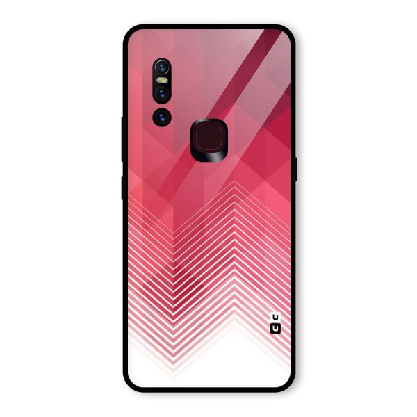 Red Chevron Abstract Glass Back Case for Vivo V15