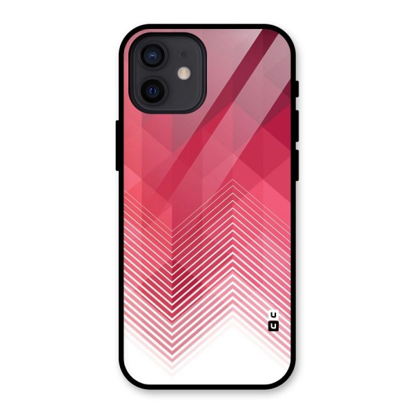 Red Chevron Abstract Glass Back Case for iPhone 12