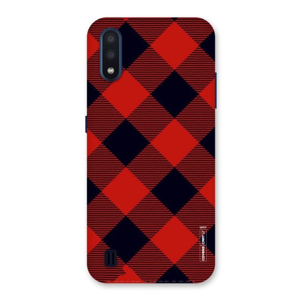 Red Diagonal Check Back Case for Galaxy M01