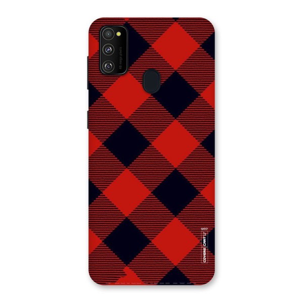 Red Diagonal Check Back Case for Galaxy M21