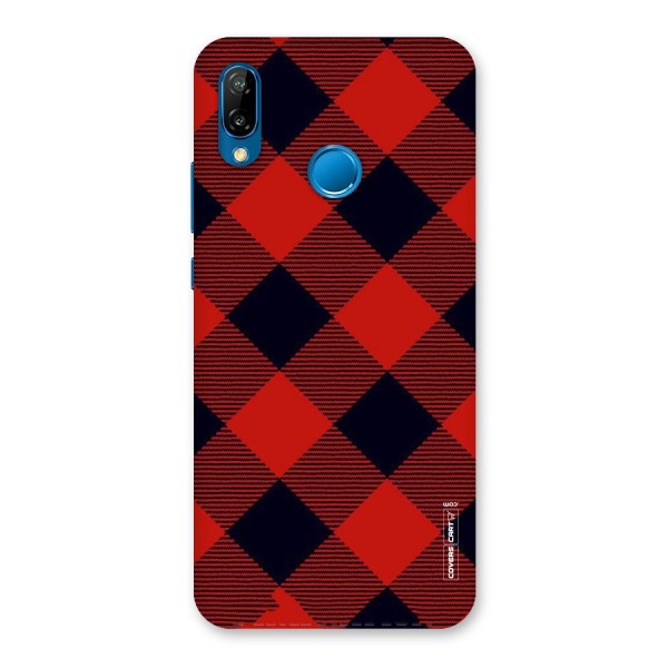 Red Diagonal Check Back Case for Huawei P20 Lite