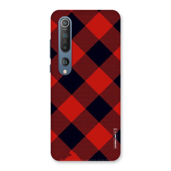 Red Diagonal Check Back Case for Mi 10