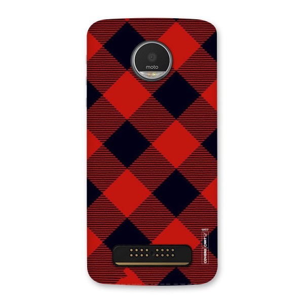 Red Diagonal Check Back Case for Moto Z Play