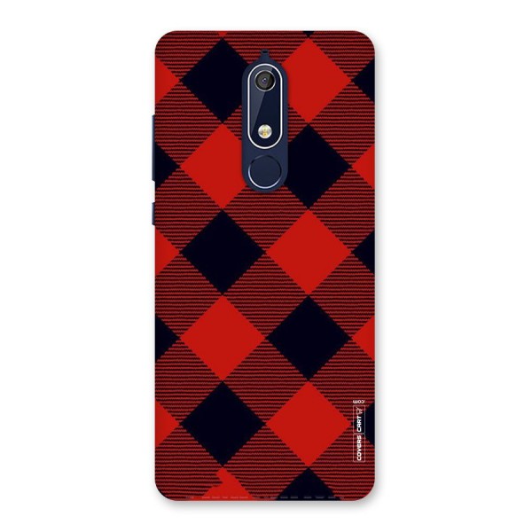 Red Diagonal Check Back Case for Nokia 5.1