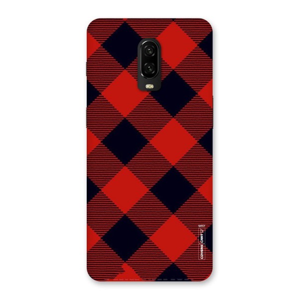 Red Diagonal Check Back Case for OnePlus 6T