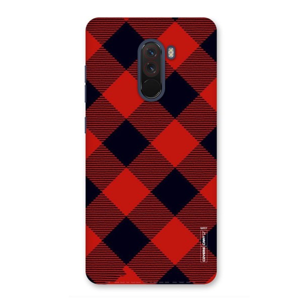 Red Diagonal Check Back Case for Poco F1