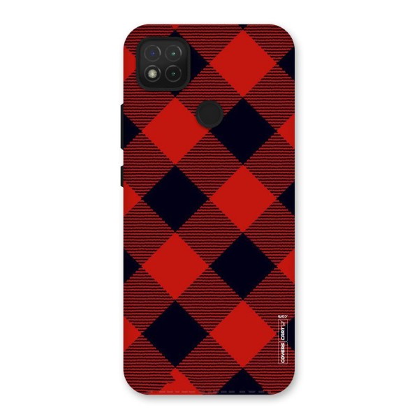 Red Diagonal Check Back Case for Redmi 9C