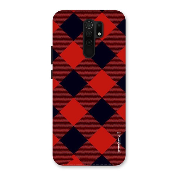 Red Diagonal Check Back Case for Redmi 9 Prime