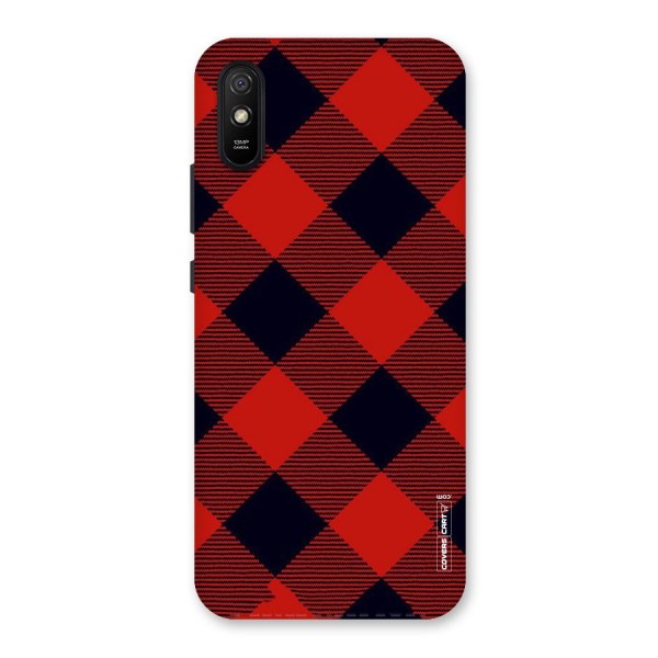 Red Diagonal Check Back Case for Redmi 9i