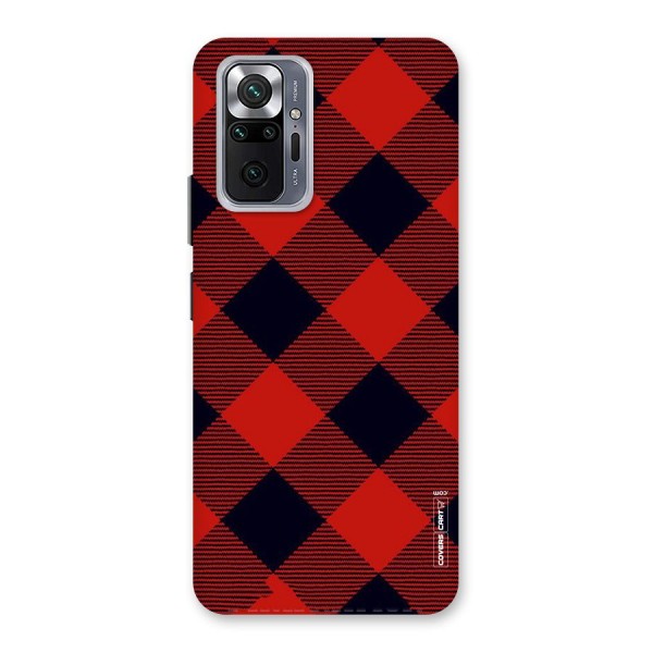 Red Diagonal Check Back Case for Redmi Note 10 Pro