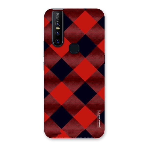 Red Diagonal Check Back Case for Vivo V15