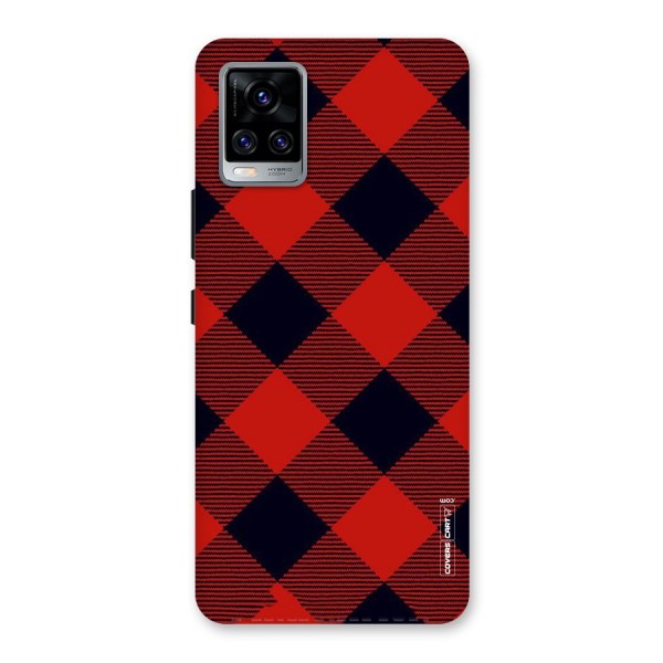 Red Diagonal Check Back Case for Vivo V20 Pro