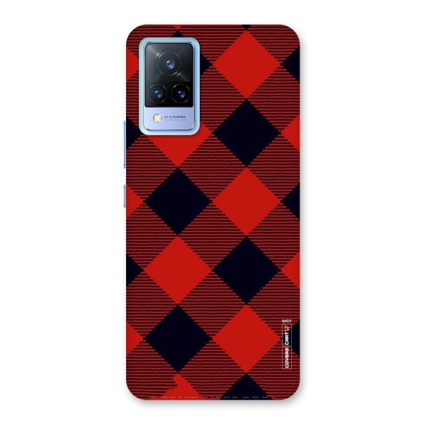 Red Diagonal Check Back Case for Vivo V21 5G