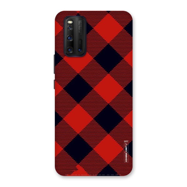 Red Diagonal Check Back Case for Vivo iQOO 3