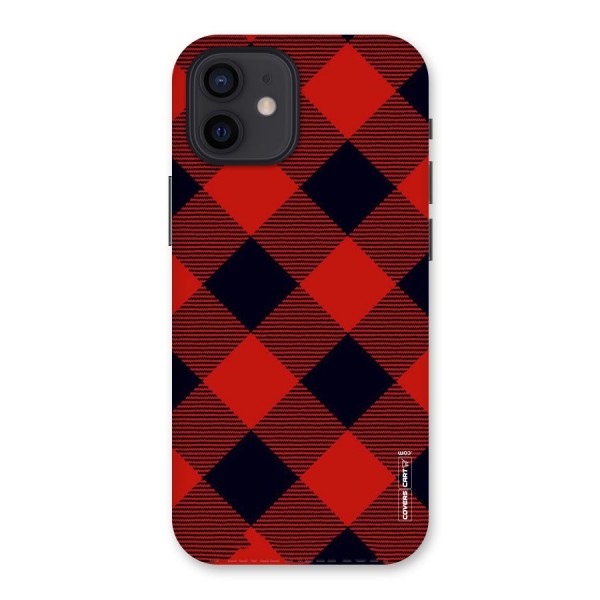 Red Diagonal Check Back Case for iPhone 12