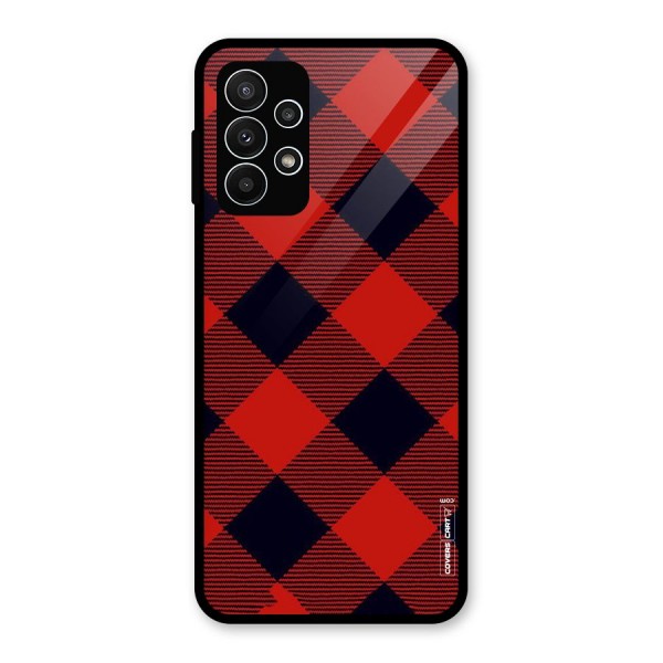 Red Diagonal Check Glass Back Case for Galaxy A23