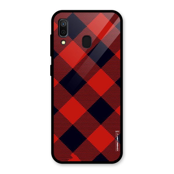 Red Diagonal Check Glass Back Case for Galaxy A30