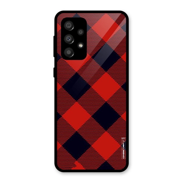 Red Diagonal Check Glass Back Case for Galaxy A32