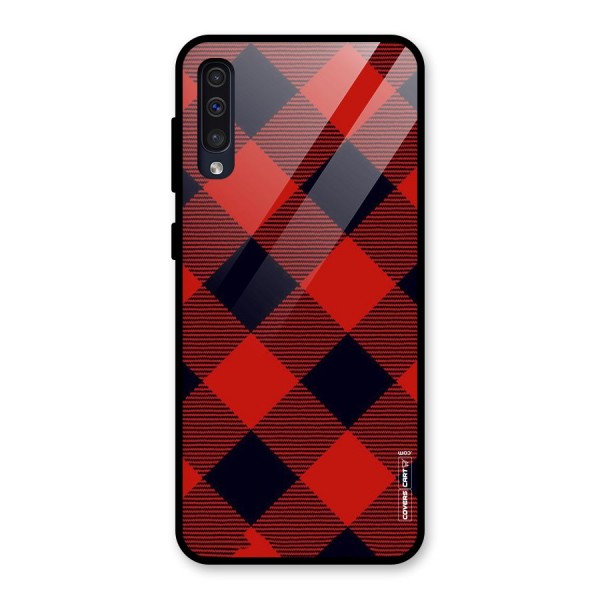 Red Diagonal Check Glass Back Case for Galaxy A50s