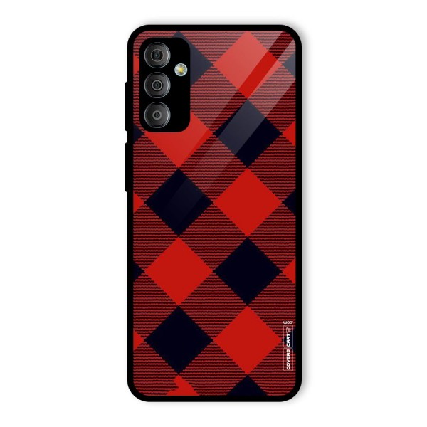 Red Diagonal Check Glass Back Case for Galaxy F23