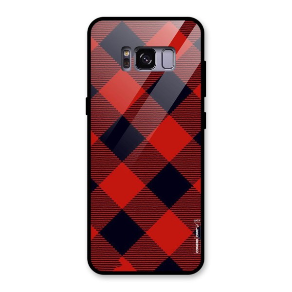 Red Diagonal Check Glass Back Case for Galaxy S8