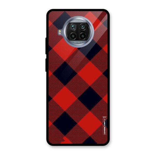 Red Diagonal Check Glass Back Case for Mi 10i