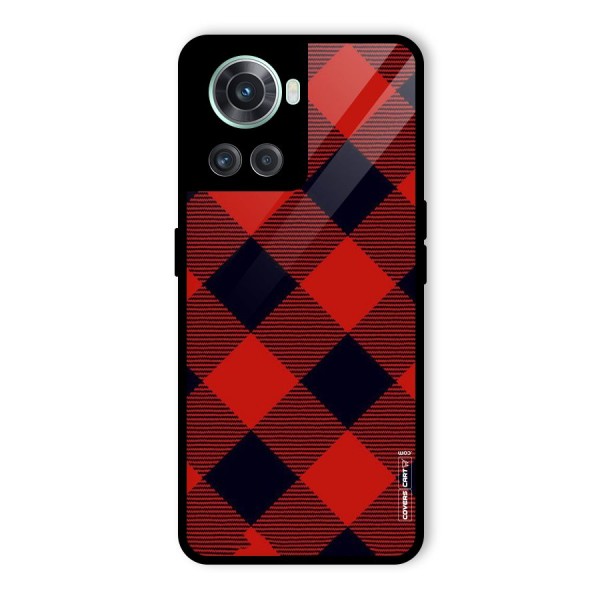Red Diagonal Check Glass Back Case for OnePlus 10R