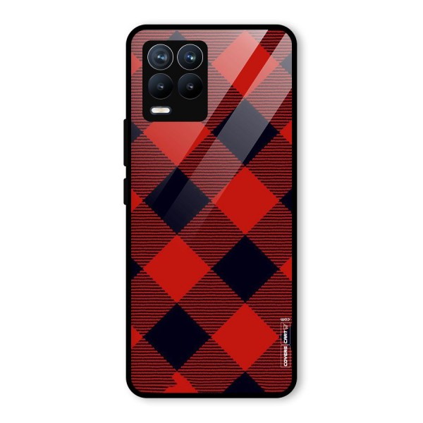 Red Diagonal Check Glass Back Case for Realme 8