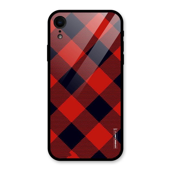 Red Diagonal Check Glass Back Case for XR