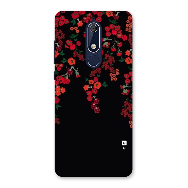 Red Floral Pattern Back Case for Nokia 5.1