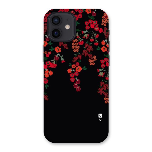 Red Floral Pattern Back Case for iPhone 12