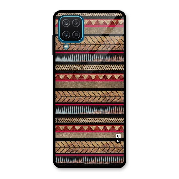 Red Indie Pattern Glass Back Case for Galaxy A12