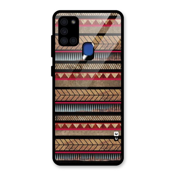 Red Indie Pattern Glass Back Case for Galaxy A21s