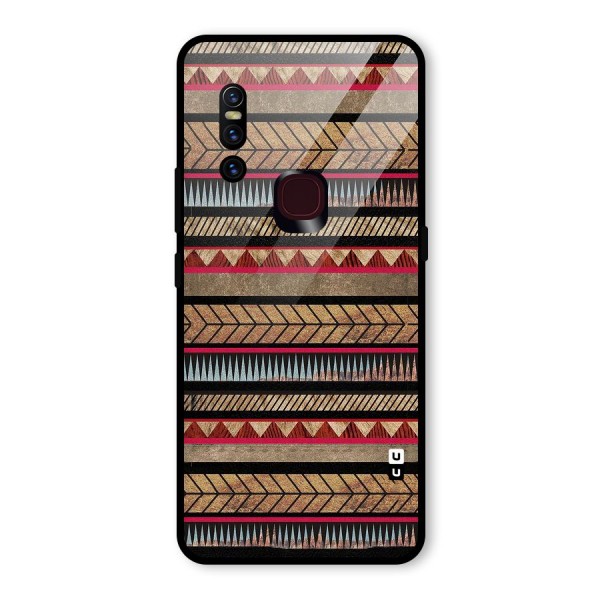 Red Indie Pattern Glass Back Case for Vivo V15