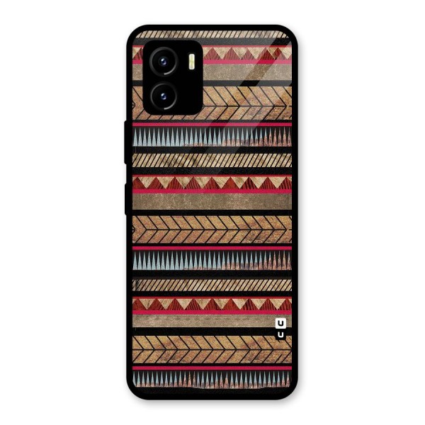 Red Indie Pattern Glass Back Case for Vivo Y15s