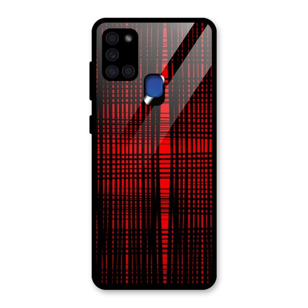 Red Net Design Glass Back Case for Galaxy A21s