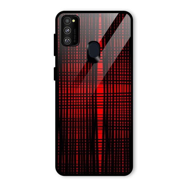 Red Net Design Glass Back Case for Galaxy M21