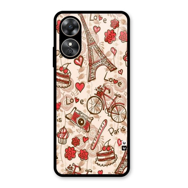 Red Peach City Glass Back Case for Oppo A17