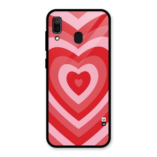 Red Retro Hearts Glass Back Case for Galaxy A30