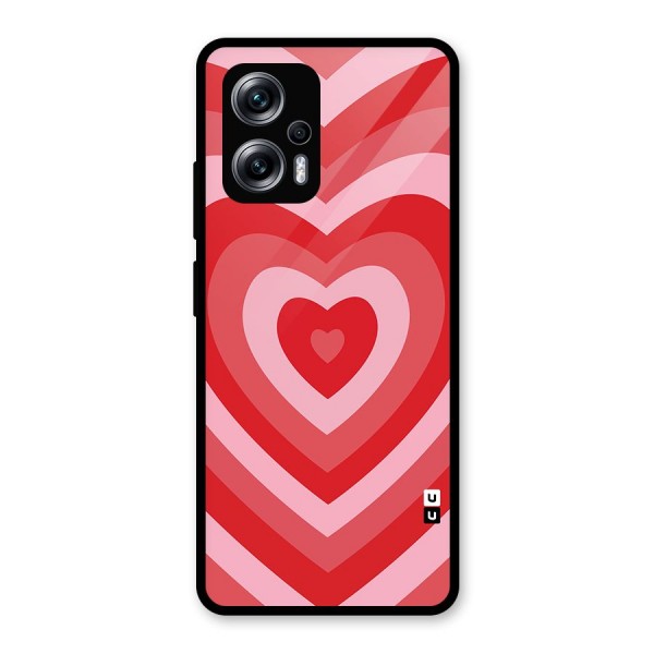 Red Retro Hearts Glass Back Case for Redmi K50i