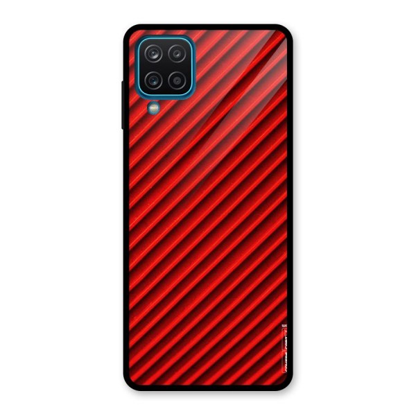 Red Rugged Stripes Glass Back Case for Galaxy A12