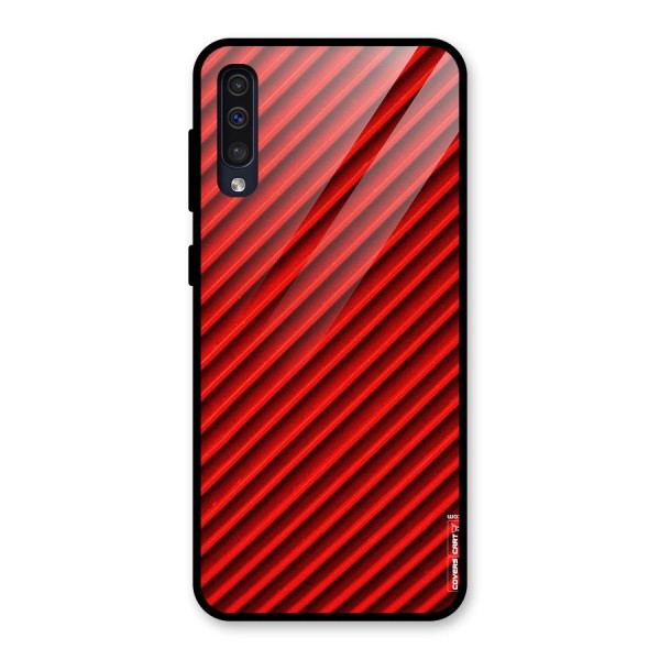 Red Rugged Stripes Glass Back Case for Galaxy A50s