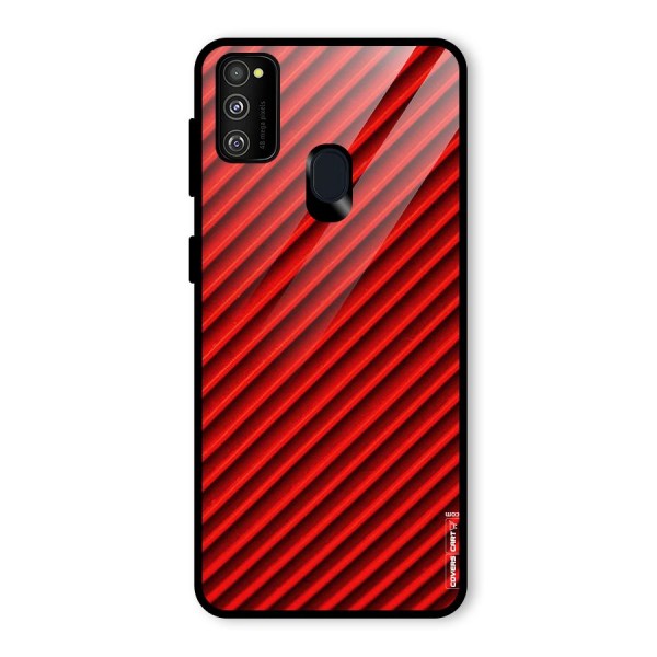 Red Rugged Stripes Glass Back Case for Galaxy M21