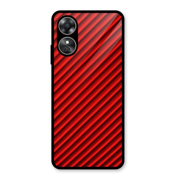 Red Rugged Stripes Glass Back Case for Oppo A17