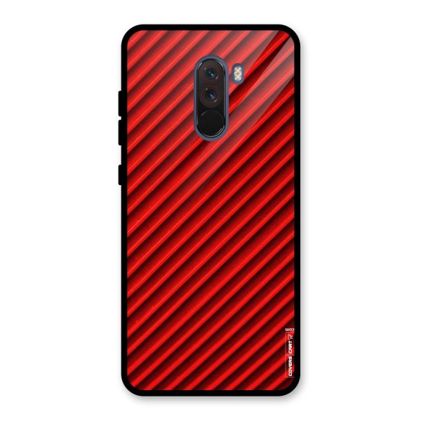 Red Rugged Stripes Glass Back Case for Poco F1