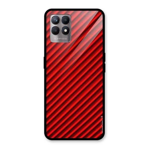 Red Rugged Stripes Glass Back Case for Realme 8i