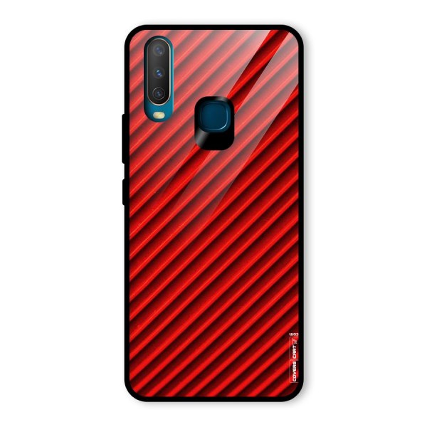 Red Rugged Stripes Glass Back Case for Vivo Y12