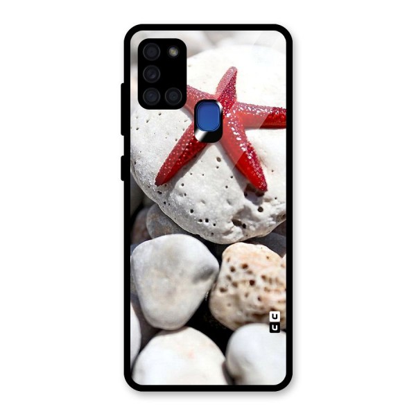 Red Star Fish Glass Back Case for Galaxy A21s